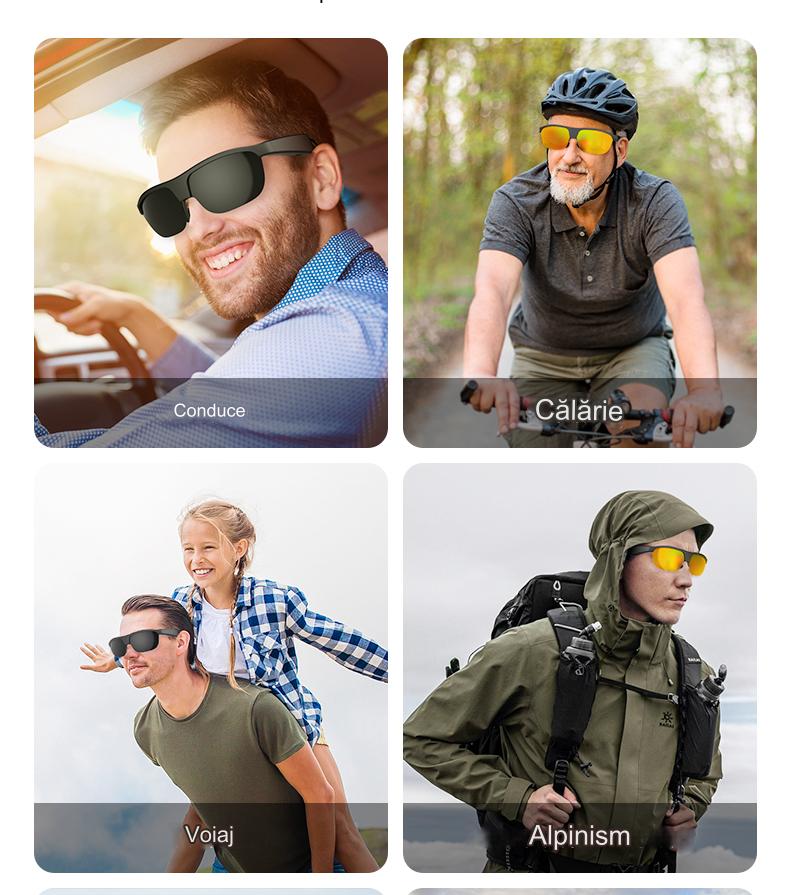 Ochelari inteligenti idealSTORE GlassesXP, Preluare Apel, Microfon HD, Bluetooth 5.3, Ascultare Muzica, Difuzoare incorporate, Sunet Stereo HD, Sunet Notificari, Asistent Vocal, Lentile TAC de Inalta Calitate Orange, Rezistent la Impact si Apa