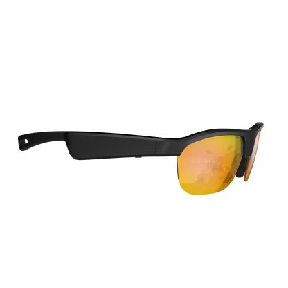 Ochelari inteligenti idealSTORE GlassesXP, Preluare Apel, Microfon HD, Bluetooth 5.3, Ascultare Muzica, Difuzoare incorporate, Sunet Stereo HD, Sunet Notificari, Asistent Vocal, Lentile TAC de Inalta Calitate Orange, Rezistent la Impact si Apa