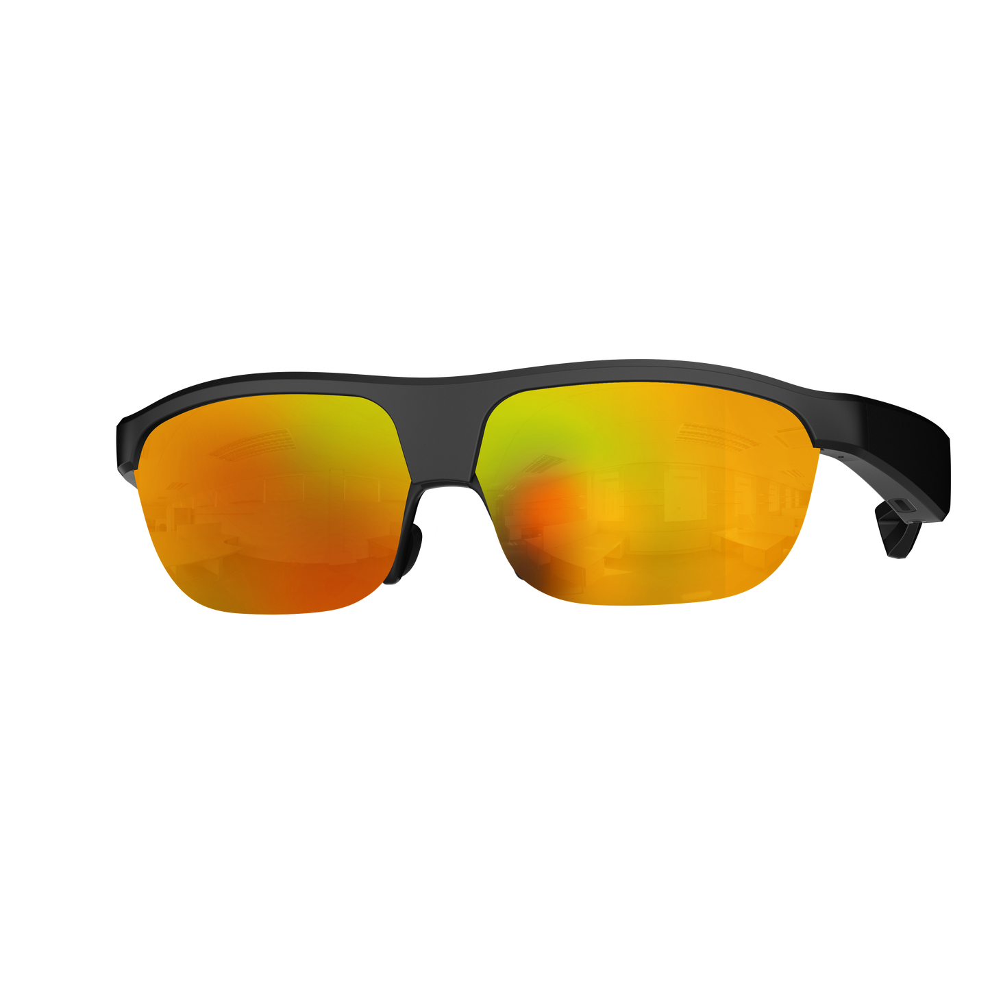 Ochelari inteligenti idealSTORE GlassesXP, Preluare Apel, Microfon HD, Bluetooth 5.3, Ascultare Muzica, Difuzoare incorporate, Sunet Stereo HD, Sunet Notificari, Asistent Vocal, Lentile TAC de Inalta Calitate Orange, Rezistent la Impact si Apa