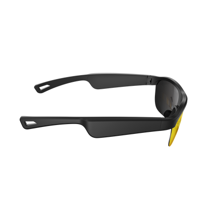 Ochelari inteligenti idealSTORE GlassesXP, Preluare Apel, Microfon HD, Bluetooth 5.3, Ascultare Muzica, Difuzoare incorporate, Sunet Stereo HD, Sunet Notificari, Asistent Vocal, Lentile TAC de Inalta Calitate Orange, Rezistent la Impact si Apa