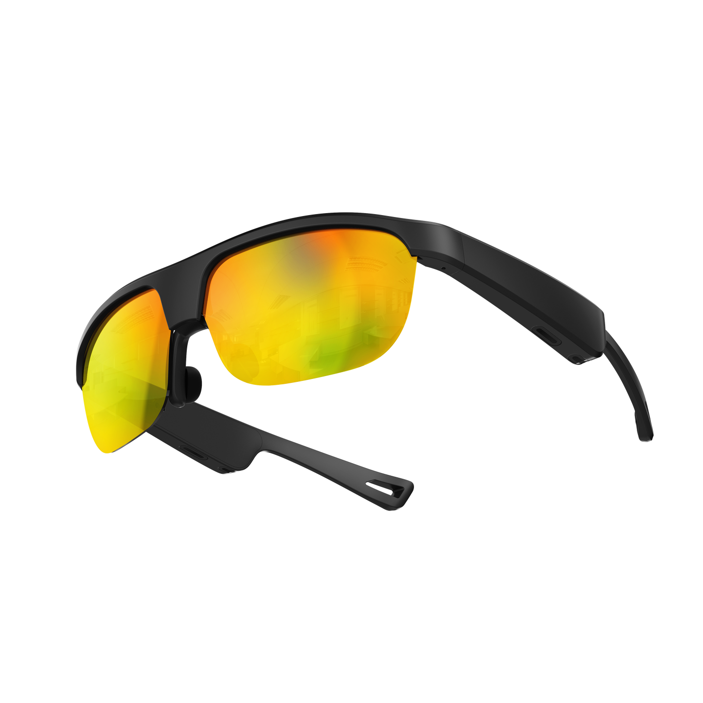 Ochelari inteligenti idealSTORE GlassesXP, Preluare Apel, Microfon HD, Bluetooth 5.3, Ascultare Muzica, Difuzoare incorporate, Sunet Stereo HD, Sunet Notificari, Asistent Vocal, Lentile TAC de Inalta Calitate Orange, Rezistent la Impact si Apa