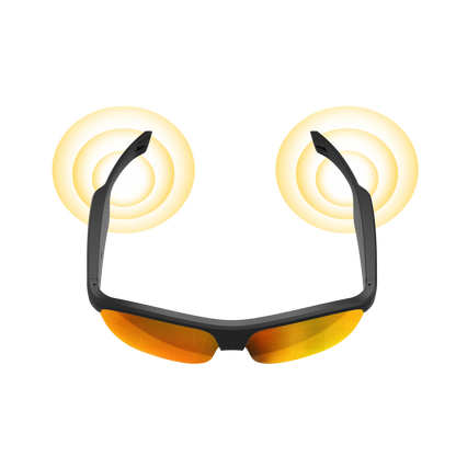 Ochelari inteligenti idealSTORE GlassesXP, Preluare Apel, Microfon HD, Bluetooth 5.3, Ascultare Muzica, Difuzoare incorporate, Sunet Stereo HD, Sunet Notificari, Asistent Vocal, Lentile TAC de Inalta Calitate Orange, Rezistent la Impact si Apa