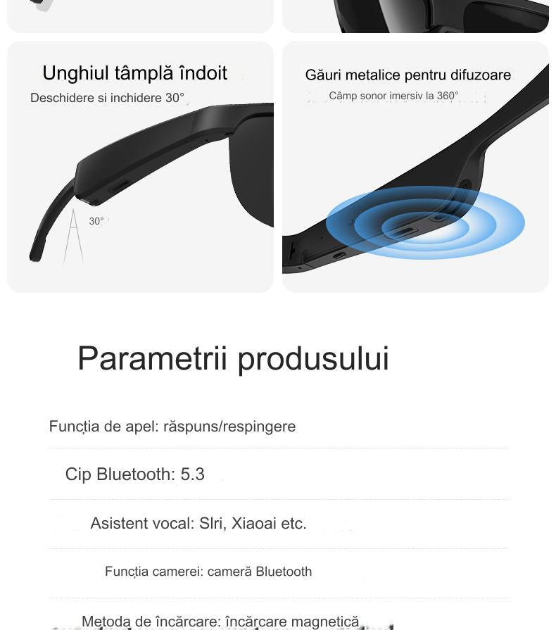 Ochelari inteligenti idealSTORE GlassesXP, Preluare Apel, Microfon HD, Bluetooth 5.3, Ascultare Muzica, Difuzoare incorporate, Sunet Stereo HD, Sunet Notificari, Asistent Vocal, Lentile TAC de Inalta Calitate Orange, Rezistent la Impact si Apa