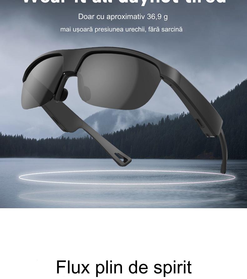 Ochelari inteligenti idealSTORE GlassesXP, Preluare Apel, Microfon HD, Bluetooth 5.3, Ascultare Muzica, Difuzoare incorporate, Sunet Stereo HD, Sunet Notificari, Asistent Vocal, Lentile TAC de Inalta Calitate Orange, Rezistent la Impact si Apa