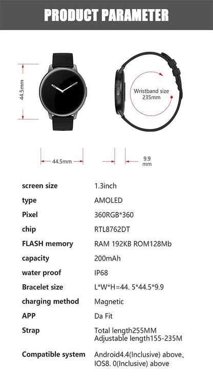 Ceas SmartWatch GoFit idealStore, Ecran Full Touch 1.3 inch, Rezistent la Apa IP68, Bluetooth, Monitor Ritm Cardiac, Tensiunea Arteriala, Oxigen din Sange, Momento Apel/Mesaje, Multi-Sport, Compatibil iOS si Android, Negru