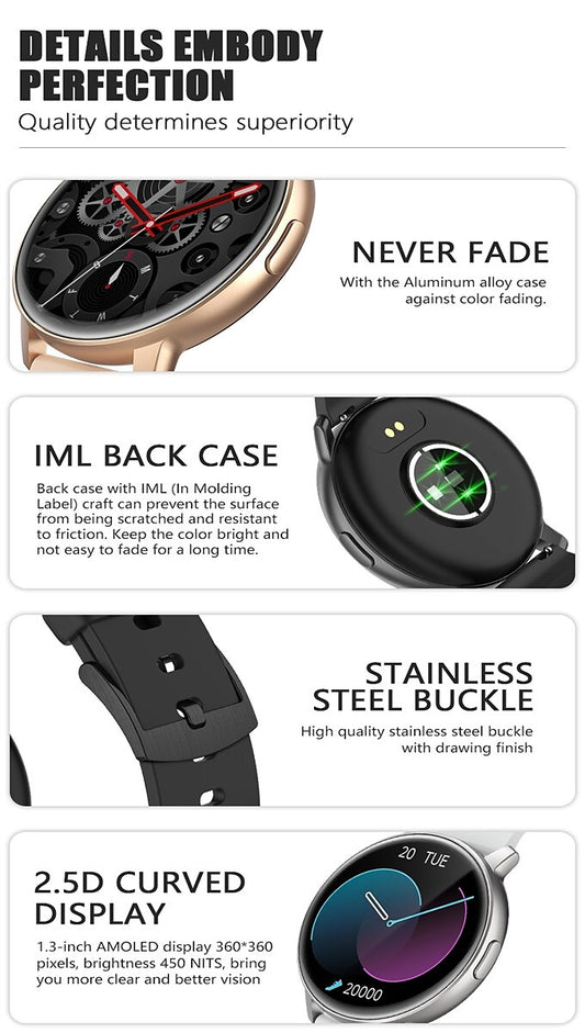 Ceas SmartWatch GoFit idealStore, Ecran Full Touch 1.3 inch, Rezistent la Apa IP68, Bluetooth, Monitor Ritm Cardiac, Tensiunea Arteriala, Oxigen din Sange, Momento Apel/Mesaje, Multi-Sport, Compatibil iOS si Android, Gold