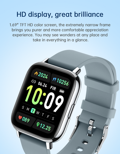 Ceas SmartWatch Gray Star idealSTORE, Ecran TFT 1, 69, Android/IOS, Bluetooth, Difuzor-Microfon, Control Muzica, Camera, Apeluri, Norificari, Vreme, Fitness Traker, IP67, Monitorizare Somn, Ritm Cardiac, Tensiune Arteriala, SpO2, Sport, Pedometru