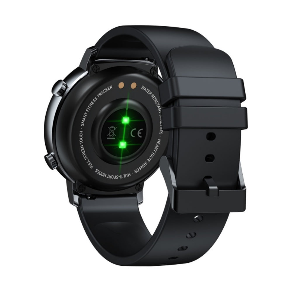 Ceas Smartwatch si Bratara Fitness FirstWear IdealSTORE, Ecran tactil complet rotund 1,3 inch, Rezistent la apa, Monitorizare ritm cardiac,, Tensiune Arteriala, Functie MultiSport, Compatibil cu Android si IOS, Negru