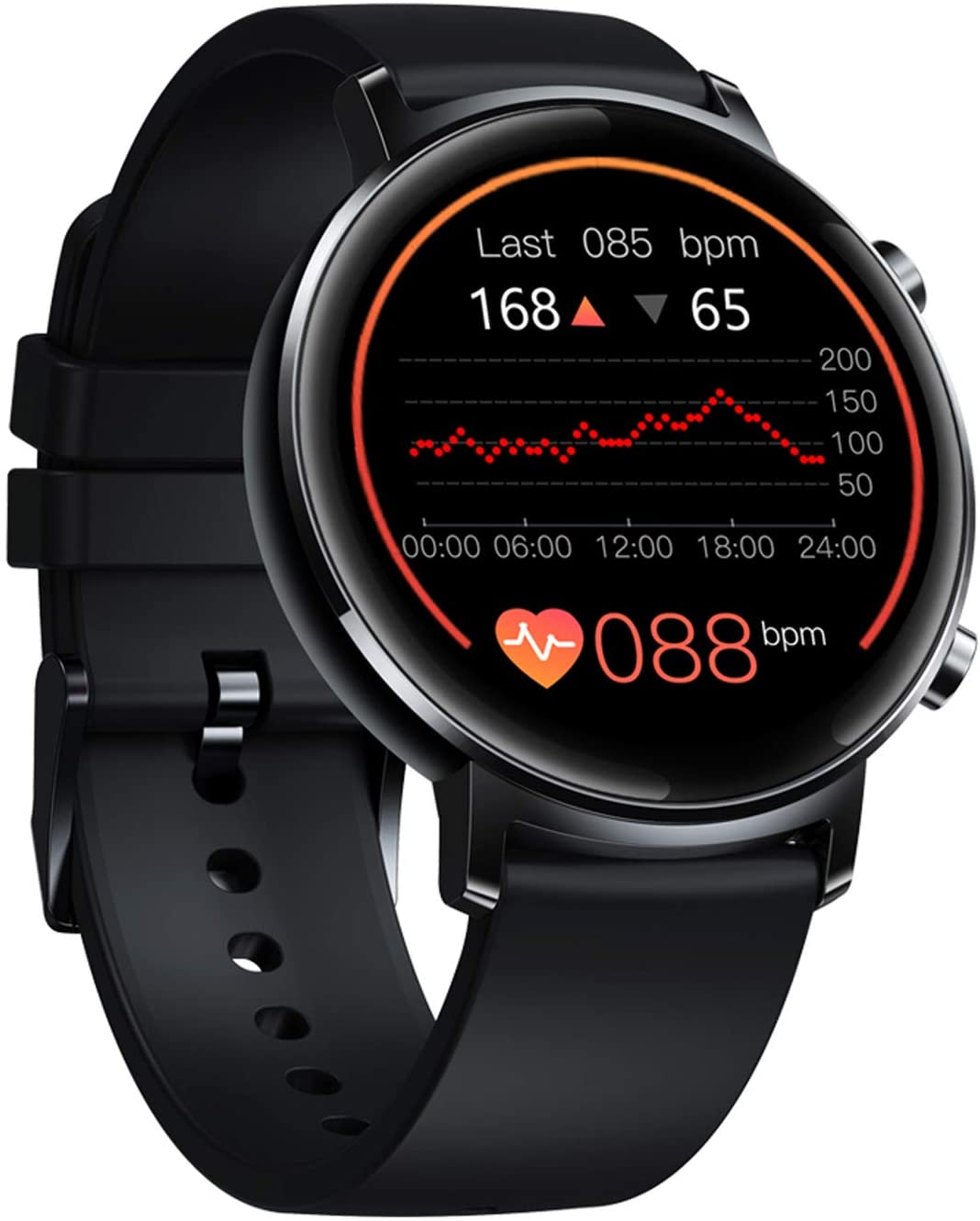 Ceas Smartwatch si Bratara Fitness FirstWear IdealSTORE, Ecran tactil complet rotund 1,3 inch, Rezistent la apa, Monitorizare ritm cardiac,, Tensiune Arteriala, Functie MultiSport, Compatibil cu Android si IOS, Negru