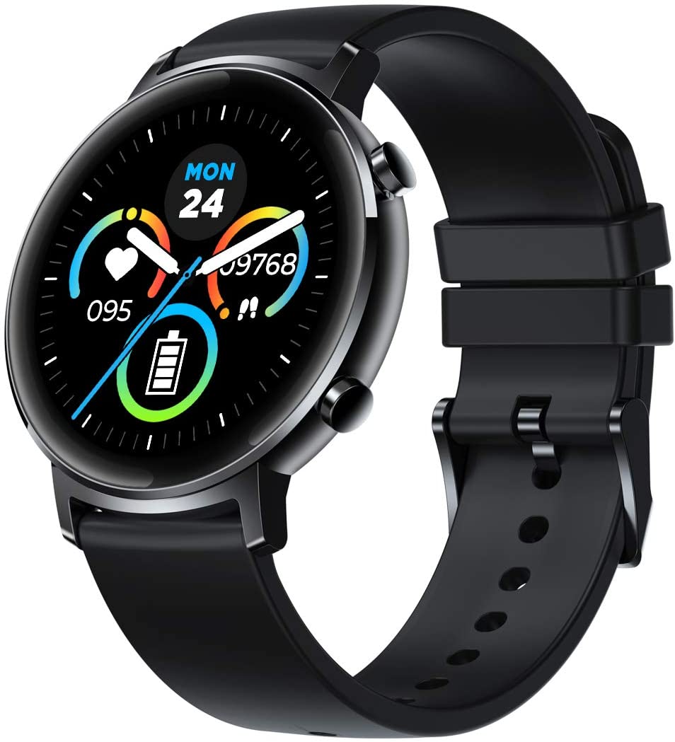Ceas Smartwatch si Bratara Fitness FirstWear IdealSTORE, Ecran tactil complet rotund 1,3 inch, Rezistent la apa, Monitorizare ritm cardiac,, Tensiune Arteriala, Functie MultiSport, Compatibil cu Android si IOS, Negru