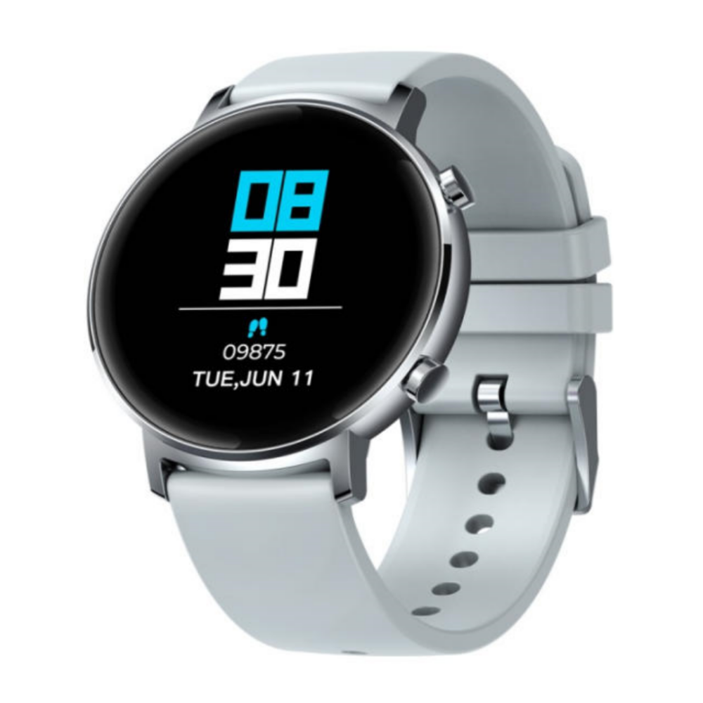 Ceas Smartwatch si Bratara Fitness FirstWear IdealSTORE, Ecran tactil complet rotund 1,3 inch, Rezistent la apa, Monitorizare ritm cardiac, Tensiune Arteriala, Functie MultiSport, Compatibil cu Android si IOS, Silver