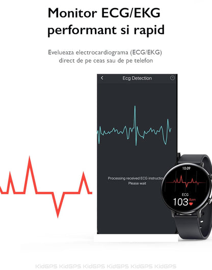 Ceas smartWatch COLLECTION W33 idealSTORE, Ecran tactil IPS, Bluetooth, Notificari Twitter, mesaje, Facebook, Skipe, Whatsapp, Monitorizeaza ritmul cardiac, ECG, Pedometru, Distanta, Calorii, IP 68, Negru