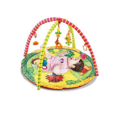 Centru de activitati tip Covoras 2 in 1 GREEN ANIMALS idealStore, Accesorizat cu jucarii simbolice si detasabile, Sprijina dezvoltarea stimulilor vizuali si ofera provocari fizice care vor ajuta la dezvoltarea abilitatilor motorii, Verde portocaliu