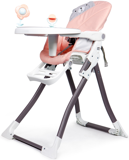 Scaun de Hranire idealStore Boom Baby Roze, Dimensiuni 95x69x50 cm, 6-36 luni, Centuri de siguranta in 3 puncte, Picioare Antiderapante Reglabila in 4 trepte, Pliabil, Sarcina 55 KG