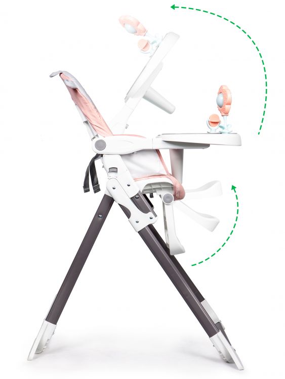 Scaun de Hranire idealStore Boom Baby Roze, Dimensiuni 95x69x50 cm, 6-36 luni, Centuri de siguranta in 3 puncte, Picioare Antiderapante Reglabila in 4 trepte, Pliabil, Sarcina 55 KG