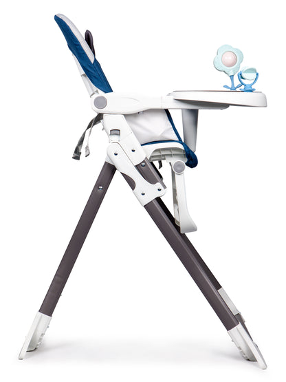 Scaun de Hranire idealStore Boom Baby Blue, Dimensiuni 95x69x50 cm, 6-36 luni, Centuri de siguranta in 3 puncte, Picioare Antiderapante Reglabila in 4 trepte, Pliabil, Sarcina 55 KG