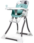 Scaun pentru Hranire idealSTORE BOOM BABY GREEN, Dimensiuni 94 x 68 x 48 cm, 6-36 luni, maxim 50 Kg, Centuri de siguranta in 3 puncte, Tava detasabila si reglabila in 3 trepte, Constructie stabila, Sistem de pliere special