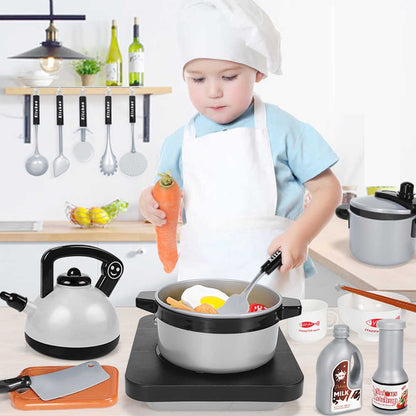 Set de gatit pentru copii HAPPY KITCHEN Dimensiuni pachet 28 x 23 x 18 cm, Include 40 de accesorii, aragaz cu efecte sonore si luminoase, gratar, cuptor, bucate, ceainic, oale, tigaie