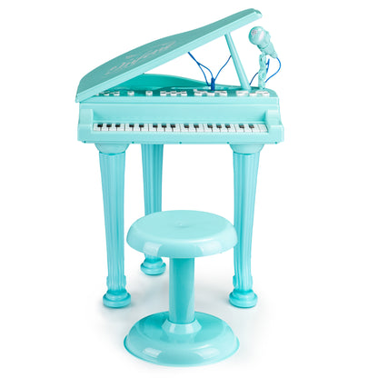 Pian Electric cu Microfon Best Singer idealStore, Melodii Pre Setate, MP3, Karaoke, Posibilitate de Inregistrare, 36 Taste, Scaunel Confortabil, Microfon Inclus, Albastru