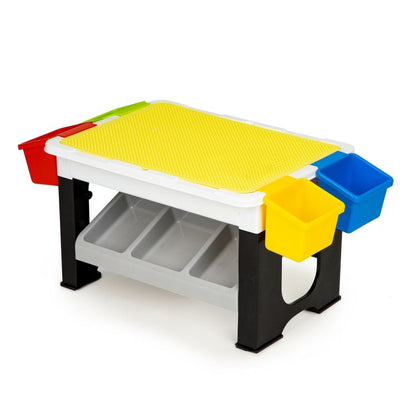 Masa de Joaca Little Player idealStore, Pliabila, Dimensiuni 67.5 x 35 x 30 cm, 300 Piese, Blat de Masa Detasabil, Suporturi Laterale Incluse, Posibilitate de Depozitare sub Masa, Materiale Rezistente si Sigure