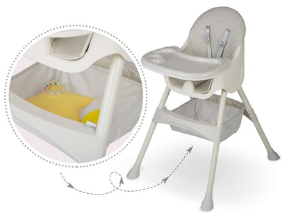 Scaun pentru hranire 2 in 1 idealSTORE STAR Junior, Centura de siguranta cu prindere in 5 puncte, Inaltime reglabila, Tava detasabila, Picioare antiderapante, Greutate maxima 50 KG