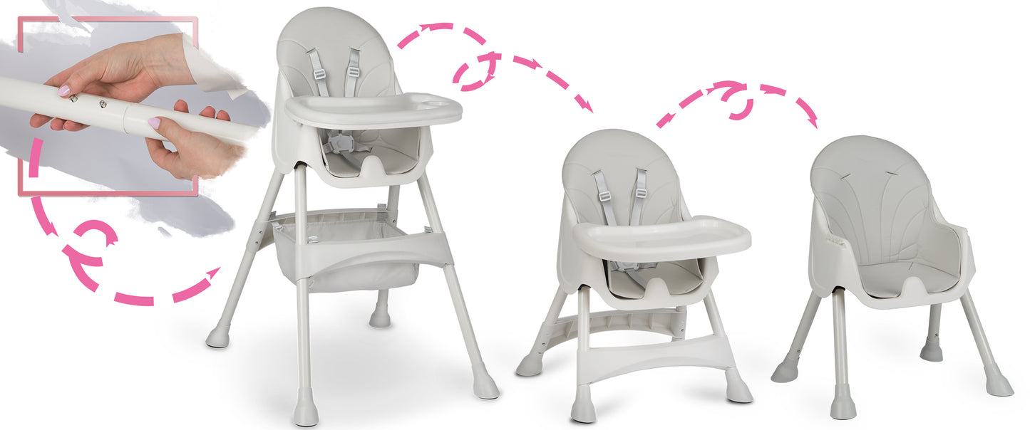 Scaun pentru hranire 2 in 1 idealSTORE STAR Junior, Centura de siguranta cu prindere in 5 puncte, Inaltime reglabila, Tava detasabila, Picioare antiderapante, Greutate maxima 50 KG