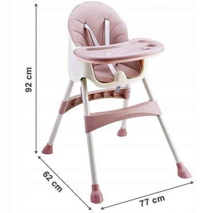 Scaun pentru hranire 2 in 1 idealSTORE Rose STAR Junior, Dimensiuni 92 x 62 x 77 cm, 6-36 luni, Centura de siguranta cu prindere in 5 puncte, Inaltime reglabila, Tava detasabila, Constructie stabila cu picioare antiderapante, Maxim 50 kg