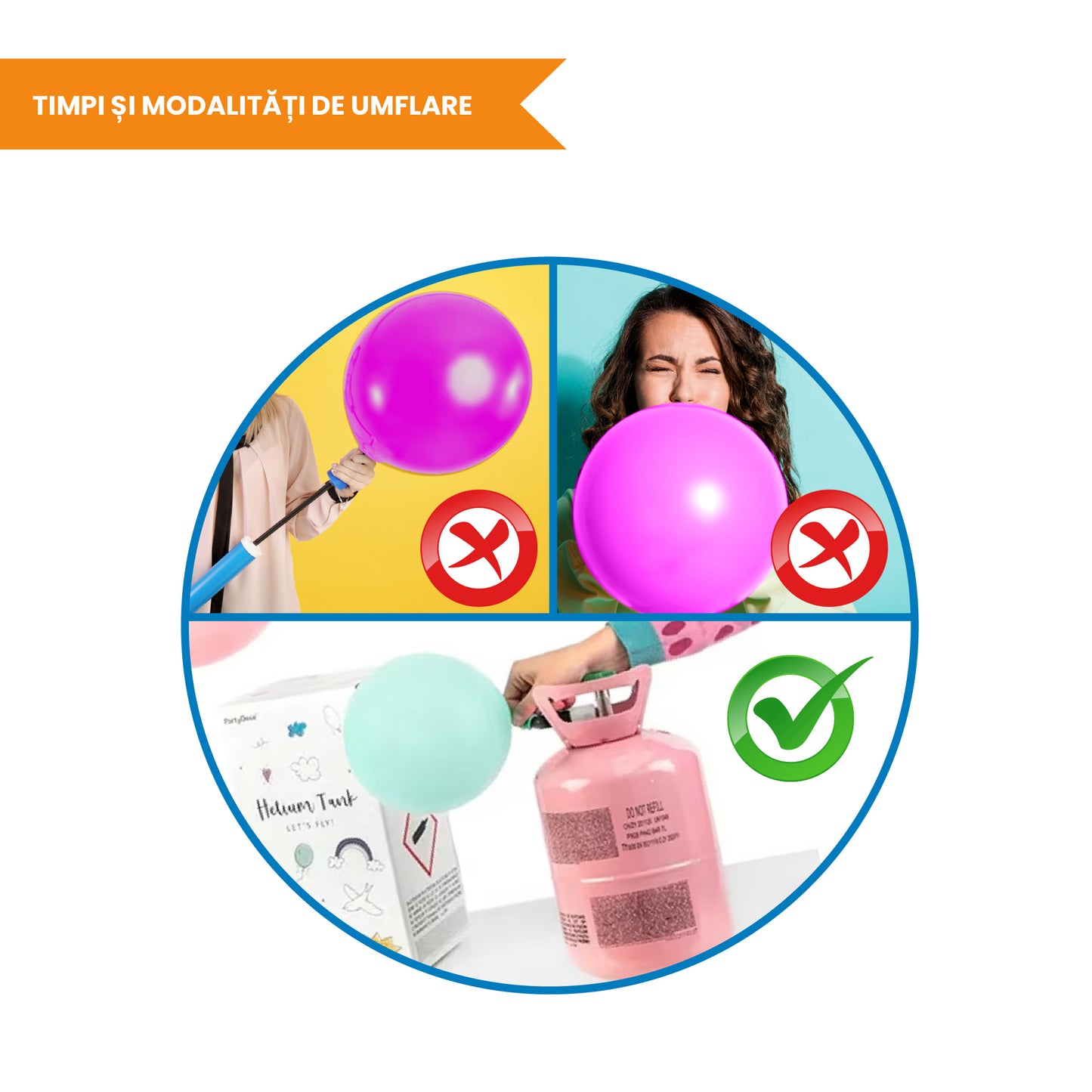 Butelie cu Heliu Party Time IdealSTORE, potrivita pentru toate tipurile de baloane, usor de folosit, include reductor, capacitate 0,2 m3, ideala pentru petreceri, roz