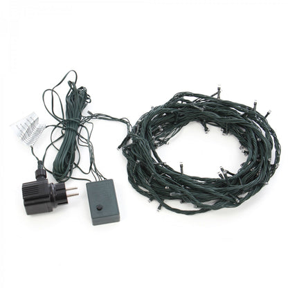 Instalatie IDL Profesionala pentru brad, 100 led-uri albe ce realizeaza un mediu ambiental primitor si calduros, Controler interior/exterior cu 8 functii si grad de protectie IP44