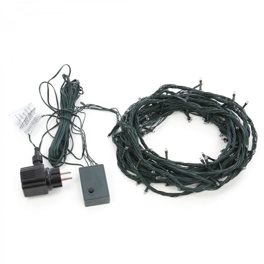 Instalatie IDL Profesionala pentru brad, 100 led-uri albe ce realizeaza un mediu ambiental primitor si calduros, Controler interior/exterior cu 8 functii si grad de protectie IP44