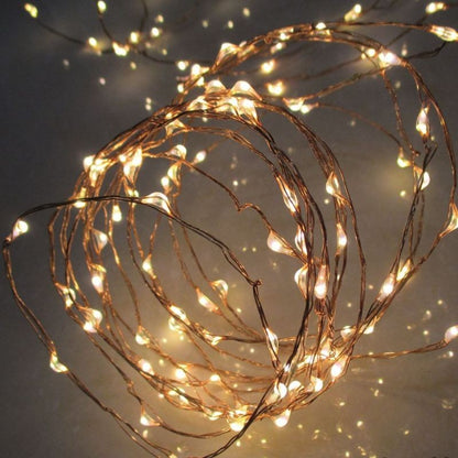 Instalatie IDL Profesionala pentru brad, 100 de micro-Led-uri albe cu lumina calda ce creeaza un mediu ambiental primitor si calduros, 10 m cu fir de cupru si grad de protectie IP20