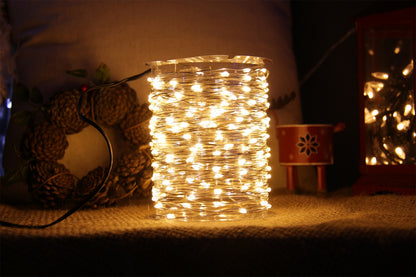 Instalatie IDL Profesionala pentru brad, 100 de micro-Led-uri albe cu lumina calda ce creeaza un mediu ambiental primitor si calduros, 10 m cu fir de cupru si grad de protectie IP20