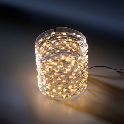 Instalatie IDL Profesionala pentru brad, 100 de micro-Led-uri albe cu lumina calda ce creeaza un mediu ambiental primitor si calduros, 10 m cu fir de cupru si grad de protectie IP20