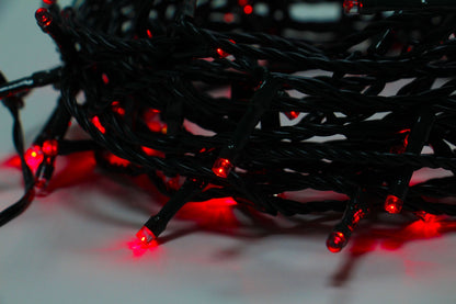 Instalatie IDL Profesionala pentru brad, 120 led-uri rosii pentru o atmosfera relaxanta, Controler interior/exterior cu 8 functii, Grad de protectie IP44
