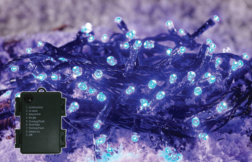 Instalatie IDL Profesionala pentru brad, 40 leduri albastre ce creeaza o atmosfera primitoare, 3.9 metri, Controler interior/exterior cu 8 functii si Grad de protectie IP44