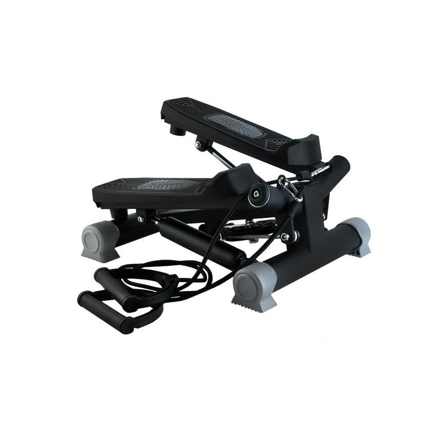 Stepper reglabil cu corzi BLACK EDITION idealSTORE, Dimensiuni 40 x 37 x 18 cm, Telescoape puternice, Suprafata anti-derapanta, Intensitate ajustabila, 4 Functii de monitorizare a antrenamentului, Sarcina 120 KG