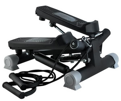 Stepper reglabil cu corzi BLACK EDITION idealSTORE, Dimensiuni 40 x 37 x 18 cm, Telescoape puternice, Suprafata anti-derapanta, Intensitate ajustabila, 4 Functii de monitorizare a antrenamentului, Sarcina 120 KG