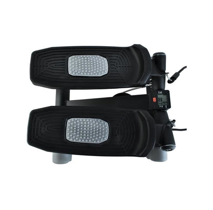 Stepper reglabil cu corzi BLACK EDITION idealSTORE, Dimensiuni 40 x 37 x 18 cm, Telescoape puternice, Suprafata anti-derapanta, Intensitate ajustabila, 4 Functii de monitorizare a antrenamentului, Sarcina 120 KG