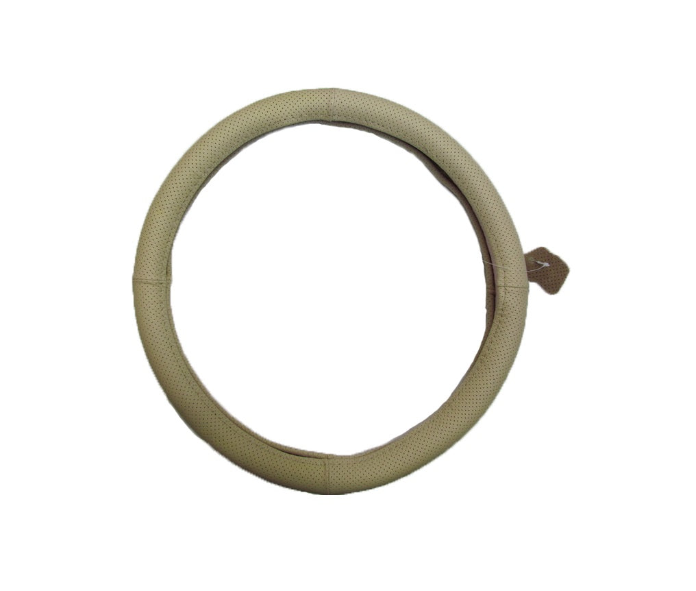 Husa de volan PREMIUM, Marimea L 39-41cm, Model cu gaurele din imitatie de piele pentru un aspect placut al masinii si un confort sporit, Reduce gradul de oboseala, permite manevrarea mult mai usoara a volanului si protejeaza impotriva degradarii, Bej