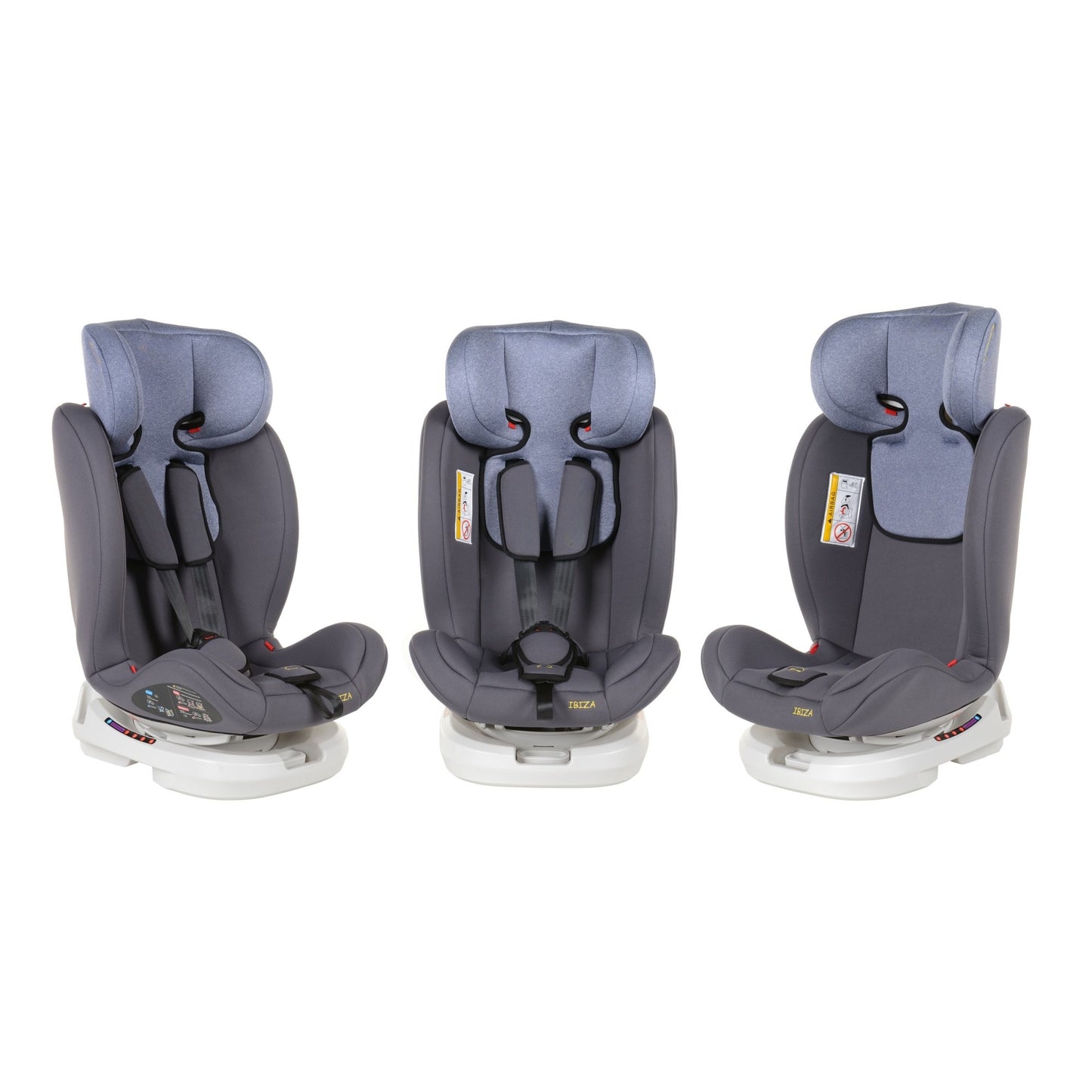 Scaun Auto Profesional Dedicat Pentru Copil, Baby Jolie IBIZA IDL Collection, 3 grupe de greutate 0-36 Kg, Rotire 360 Grade, Centuri de Siguranta in 5 Puncte, Reglarea Inaltimii, Tetierei, Spatarului, Albastru