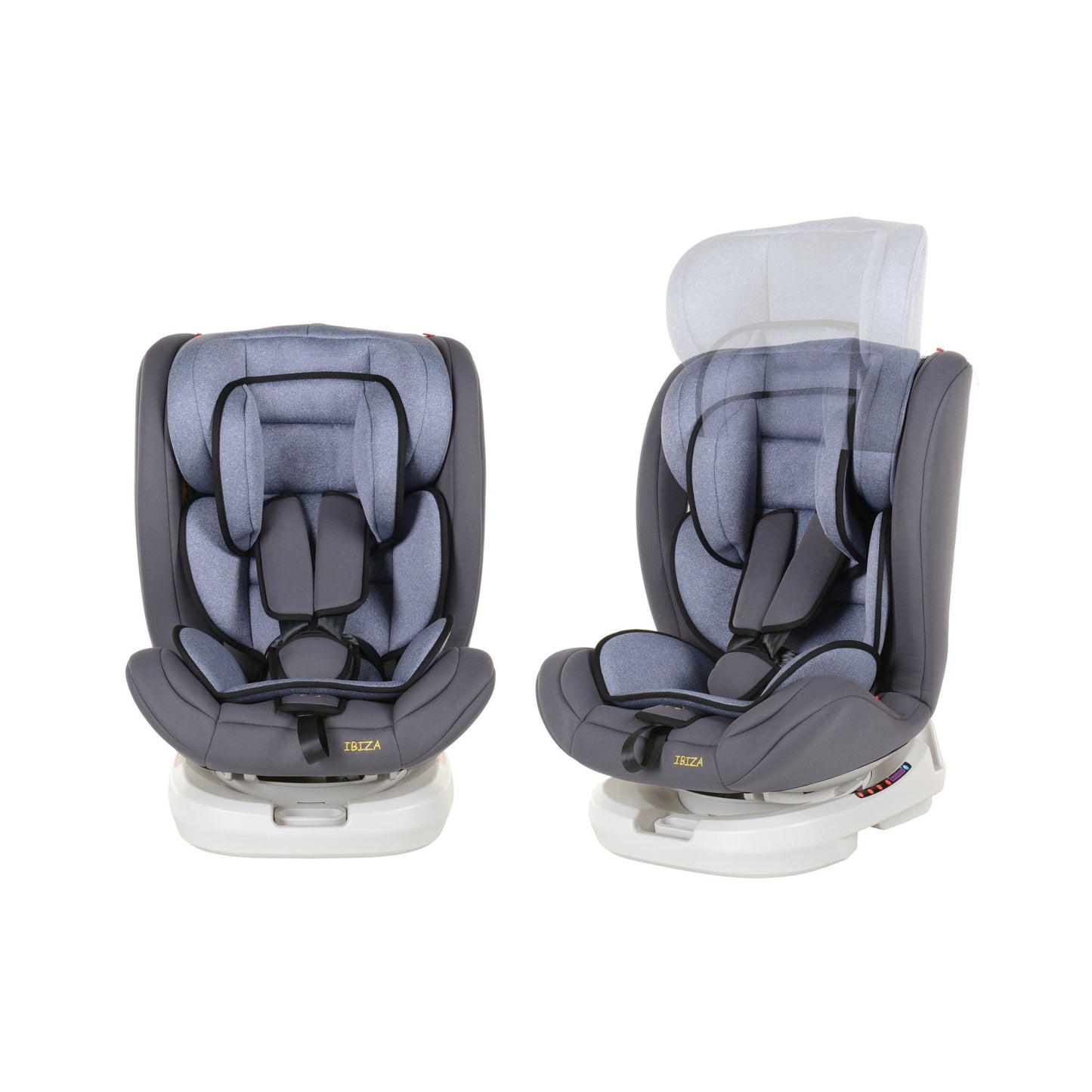 Scaun Auto Profesional Dedicat Pentru Copil, Baby Jolie IBIZA IDL Collection, 3 grupe de greutate 0-36 Kg, Rotire 360 Grade, Centuri de Siguranta in 5 Puncte, Reglarea Inaltimii, Tetierei, Spatarului, Albastru