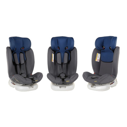Scaun Auto Profesional Dedicat Pentru Copil, Baby Jolie IBIZA IDL Collection, 3 grupe de greutate 0-36 Kg, Rotire 360 Grade, Centuri de Siguranta in 5 Puncte, Reglarea Inaltimii, Tetierei, Spatarului, Albastru Inchis
