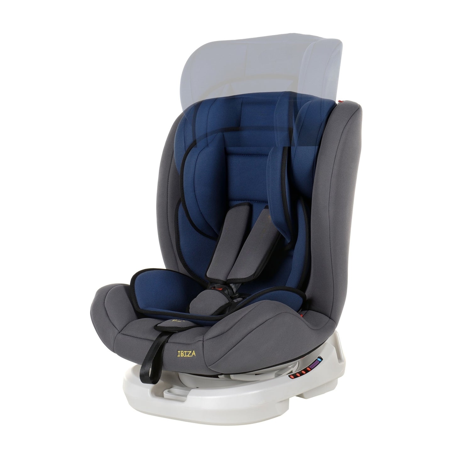 Scaun Auto Profesional Dedicat Pentru Copil, Baby Jolie IBIZA IDL Collection, 3 grupe de greutate 0-36 Kg, Rotire 360 Grade, Centuri de Siguranta in 5 Puncte, Reglarea Inaltimii, Tetierei, Spatarului, Albastru Inchis