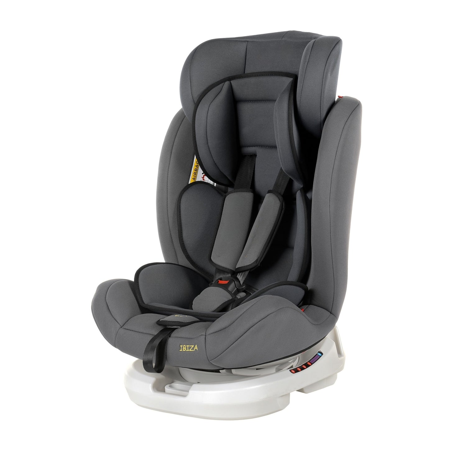 Scaun Auto Profesional Dedicat Pentru Copil, Baby Jolie IBIZA IDL Collection, 3 grupe de greutate 0-36 Kg, Rotire 360 Grade, Centuri de Siguranta in 5 Puncte, Reglarea Inaltimii, Tetierei, Spatarului, Gri