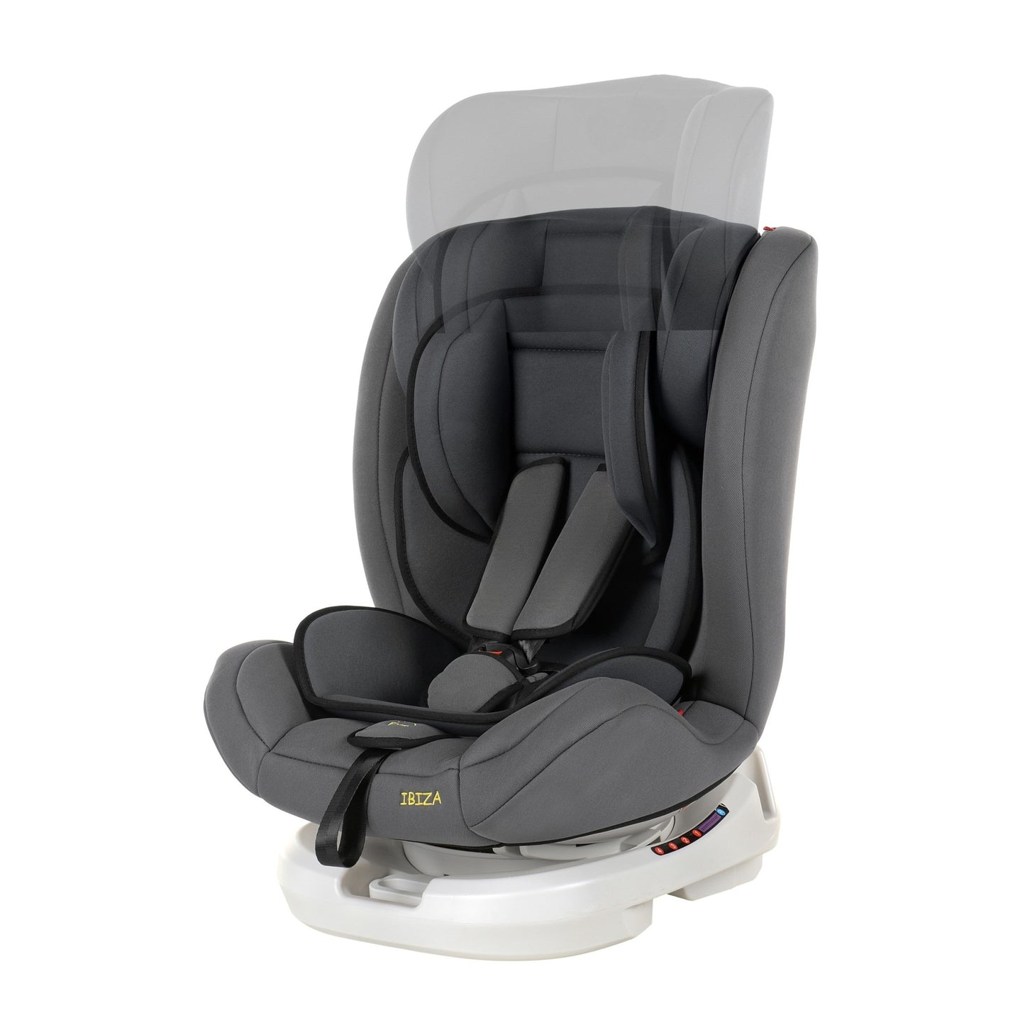 Scaun Auto Profesional Dedicat Pentru Copil, Baby Jolie IBIZA IDL Collection, 3 grupe de greutate 0-36 Kg, Rotire 360 Grade, Centuri de Siguranta in 5 Puncte, Reglarea Inaltimii, Tetierei, Spatarului, Gri