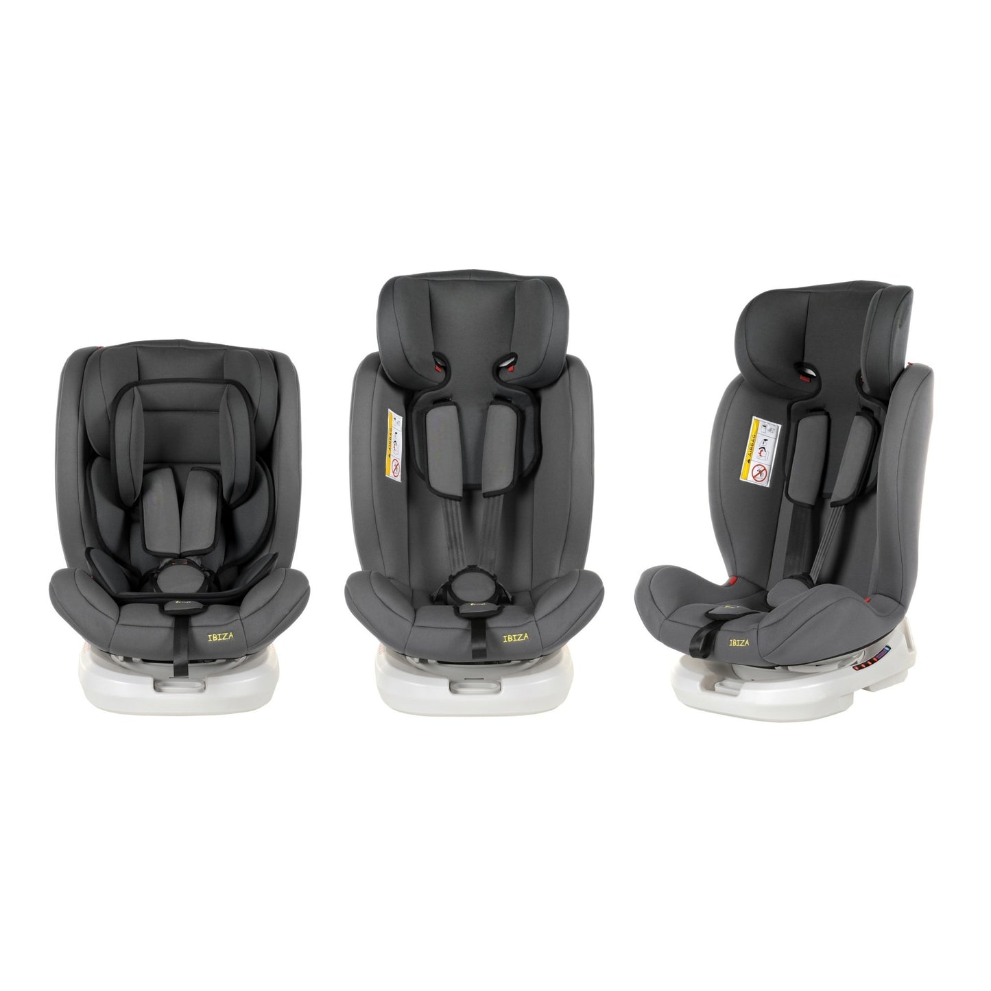 Scaun Auto Profesional Dedicat Pentru Copil, Baby Jolie IBIZA IDL Collection, 3 grupe de greutate 0-36 Kg, Rotire 360 Grade, Centuri de Siguranta in 5 Puncte, Reglarea Inaltimii, Tetierei, Spatarului, Gri