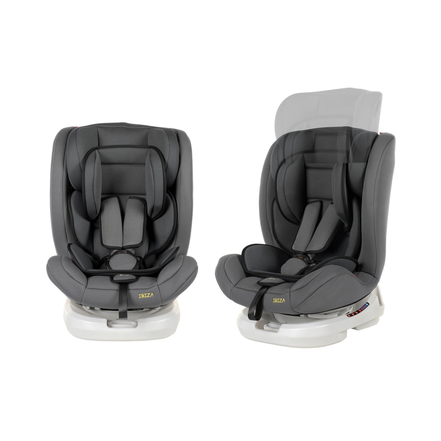 Scaun Auto Profesional Dedicat Pentru Copil, Baby Jolie IBIZA IDL Collection, 3 grupe de greutate 0-36 Kg, Rotire 360 Grade, Centuri de Siguranta in 5 Puncte, Reglarea Inaltimii, Tetierei, Spatarului, Gri