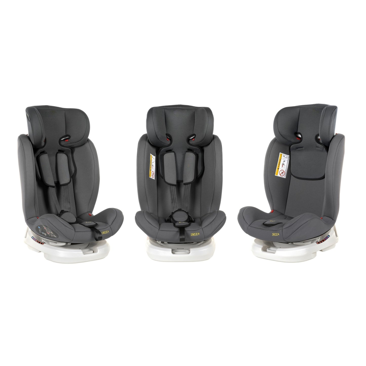 Scaun Auto Profesional Dedicat Pentru Copil, Baby Jolie IBIZA IDL Collection, 3 grupe de greutate 0-36 Kg, Rotire 360 Grade, Centuri de Siguranta in 5 Puncte, Reglarea Inaltimii, Tetierei, Spatarului, Gri