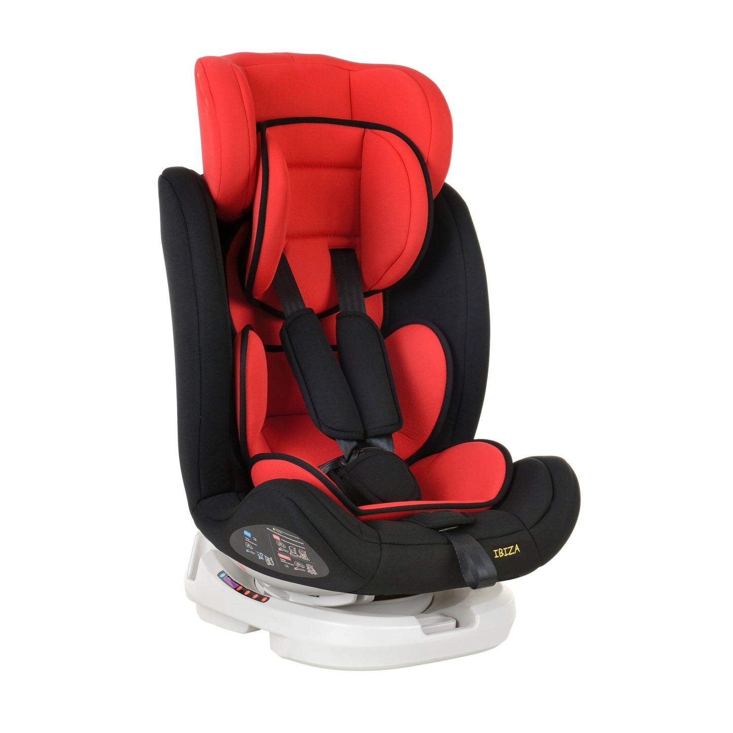Scaun Auto Profesional Dedicat Pentru Copil, Baby Jolie IBIZA IDL Collection, 3 grupe de greutate 0-36 Kg, Rotire 360 Grade, Centuri de Siguranta in 5 Puncte, Reglarea Inaltimii, Tetierei, Spatarului, Rosu