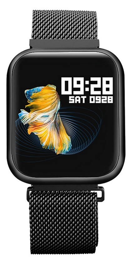 Ceas Smartwatch si Bratara Fitness idealPRO Max8.0 Black cu functie de monitorizare tensiune arteriala ritm cardiac, Monitorizare somn, Nivel oxigen, Notificari Apel/Sms, alaturi de bratara de silicon neagra
